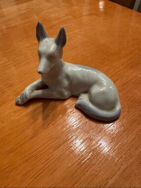 Vintage Lusterware Porcelain Lying Dog Figurine - Made in Japan- Handmade!